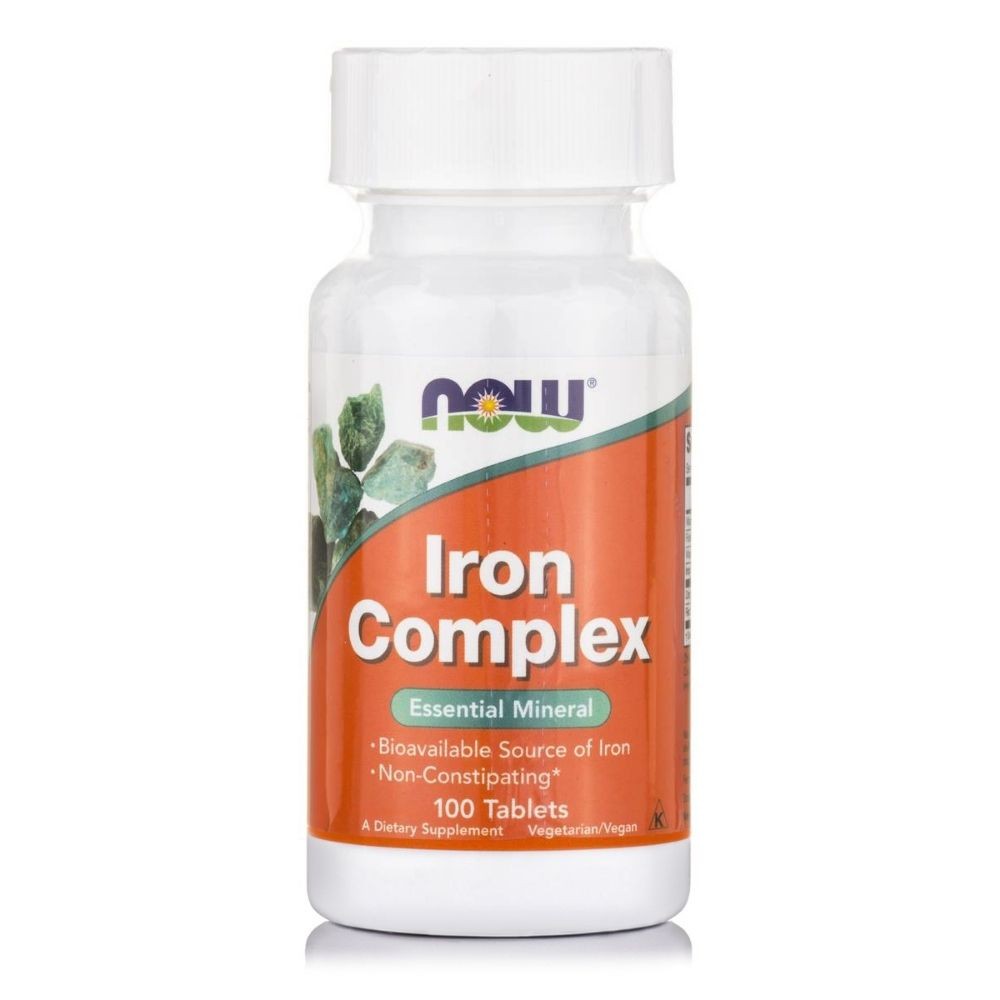 Now Foods Iron Complex (Iron Bisglycinate 27 mg, Dong-Quai, Raspberry, B12, Folic Acid) - (100 Vcaps)